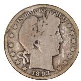 1893-S US SILVER BARBER 50C COIN BETTER DATE