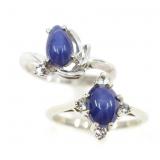 10K WHITE GOLD LINDE BLUE STAR SAPPHIRE FASHION RI