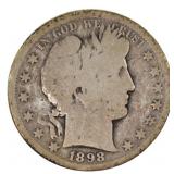 1898-S US SILVER 50C BARBER HALF DOLLAR COIN