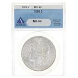 1896 US SILVER MORGAN DOLLAR COIN ANACS MS 62
