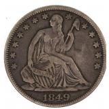1849-O US SILVER 50C SEATED LIBERTY HALF DOLLAR CO