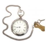 19TH C. ELGIN COIN SILVER CASE POCKET WATCH & FOB