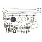 STERLING SILVER CHAINS, PENDANTS, EARRINGS, & RING