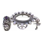 STERLING SILVER ENHANCER BROOCH & FASHION RINGS