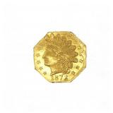 1872 US CALIFORNIA EMERGENCY GOLD 1/4 INDIAN HEAD