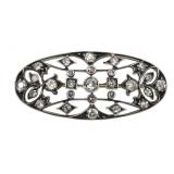 .750 SILVER 1.22 CTW DIAMOND OVAL BROOCH