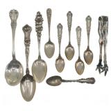 STERLING SILVER FLATWARE - SPOONS & SUGAR TONGS