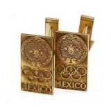 10K YELLOW GOLD TOP MEXICO OLYMPICS CUFFLINKS