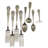 SILVER-PLATED FLATWARE - FORKS, SPOONS, & FOOD PUS