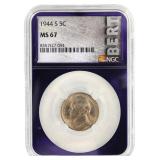 1944-S US 5C JEFFERSON NICKEL COIN NGC MS 67 TRADE
