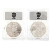 2000 & 2011 US SILVER EAGLE $1 COINS PCGS MS69