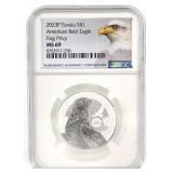 2023-P TUVALU SILVER $1 US FLAG PRIVY COIN NGC MS6