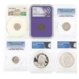 US 40% SILVER & CLAD 1, 5, 10C, $1 COINS CAC, NGC,