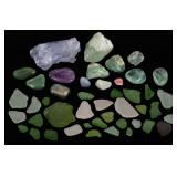 MIXED LOT OF SEA GLASS AND CRYSTALS