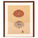 CHINESE EMBROIDERED RANK BADGES ROUNDELS FRAMED