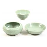 CHINESE CELADON GLAZED PORCELAIN BOWLS - LOT OF 3