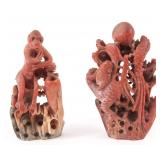 CHINESE CARVED SOAPSTONE FIGURINES - LOT OF 2