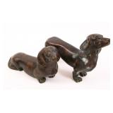 BRONZE DACHSHUND STATUES - LOT OF 2