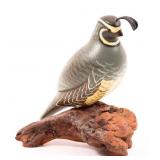 WOODEN QUAIL FIGURE BY K BASTA