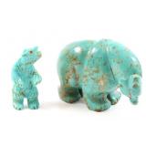ZUNI TURQUOISE BEAR FETISH FIGURINES - LOT OF 2