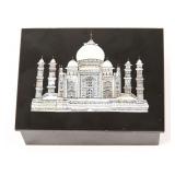 TAJ MAHAL BLACK SLATE MOTHER OF PEARL TRINKET BOX