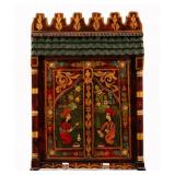 MOROCCAN HAND PAINTED FOLK ART MIRROR WITH DOORS