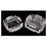 LALIQUE CRYSTAL ASHTRAY AND COVERED DISH