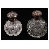 CUT GLASS PERFUME BOTTLES STERLING SILVER TOPPERS