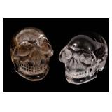 CARVED ROCK CRYSTAL QUARTZ SKULLS - LOT OF 2