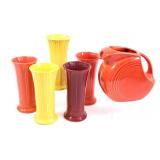 FIESTA VASES AND PITCHER - LOT OF 6