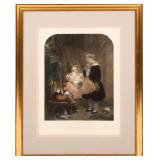 ALFRED LUCAS ENGRAVING "CHILDREN AND RABBITS"