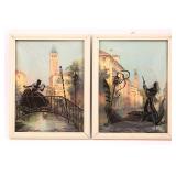 FRAMED BUBBLE GLASS SILHOUETTES - LOT OF 2