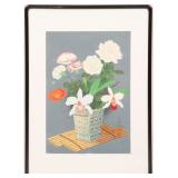 BAKUFU OHNO SUMMER FLOWERS IN VASE WOODBLOCK PRINT