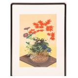 B. OHNO AUTUMN FLOWERS IN BASKET WOODBLOCK PRINT