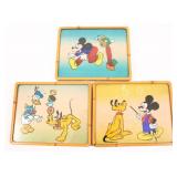 WALT DISNEY CHARACTER PAINTINGS ON SILK - LOT OF 3