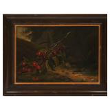 19TH C. OIL ON CANVAS CHERRY STILL LIFE - ROSE G.