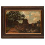 19TH C. OIL ON CANVAS COUNTRYSIDE LANDSCAPE