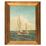 1920 YACHT CLYDE COAST OIL PAINTING - SIGNED