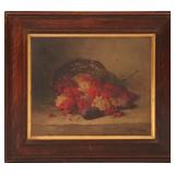 20TH C. PLUMS & CURRANTS OIL PAINTING, SIGNED