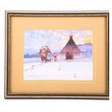 BRUMMETT ECHOHAWK NATIVE AMERICAN WATERCOLOR, 1980
