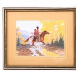 BRUMMETT ECHOHAWK NATIVE AMERICAN WATERCOLOR, 1980