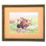 BRUMMETT ECHOHAWK NATIVE AMERICAN WATERCOLOR, 1980