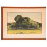 MILFORD ZORNES GREEN TREES IN CHINO WATERCOLOR