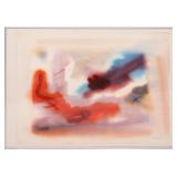 TALIB AL-ALLAQ ABSTRACT WATERCOLOR ON PAPER FRAMED
