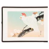 FRAMED CHINESE SILK PAINTING OF A COCKATOO