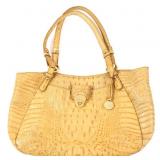 BRAHMIN DARK YELLOW CROC LEATHER SHOULDER BAG