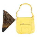 LEATHER SHOULDER BAG & LEOPARD PRINT PASHMINA