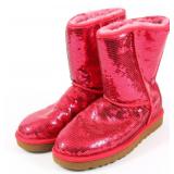 UGG AUSTRALIA CLASSIC SHORT SEQUIN BOOTS - RED