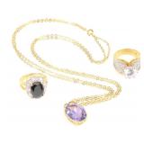LADIES GOLD-TONE COSTUME JEWELRY - LOT OF 3 PIECES