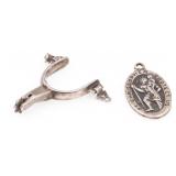 STERLING SILVER SAINT CHRISTOPHER & SPUR PENDANTS